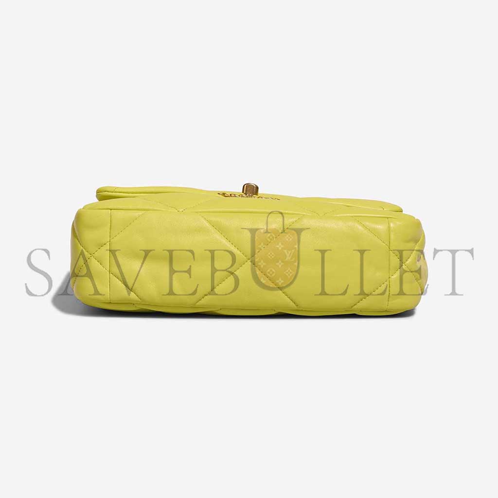 CHANEL 19 FLAP BAG LAMB LIME YELLOW AS1160 (26*16*9cm)